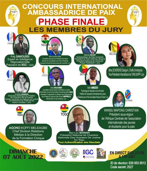 𝗖𝗵𝗲𝗿𝘀 𝗮𝘂𝘁𝗼𝗰𝗵𝘁𝗼𝗻𝗲𝘀 𝗱𝗲 𝗹𝗮 𝗽𝗮𝗶𝘅, 𝗻𝗼𝘂𝘀 𝘃𝗼𝗶𝗰𝗶 à 𝗹𝗮 𝘃𝗲𝗶𝗹𝗹𝗲 𝗱𝗲 𝗹𝗮 𝗴𝗿𝗮𝗻𝗱𝗲 𝗳𝗶𝗻𝗮𝗹𝗲 𝗱𝘂 𝗽𝗿𝗲𝘀𝘁𝗶𝗴𝗶𝗲𝘂𝘅 𝗰𝗼𝗻𝗰𝗼𝘂𝗿𝘀 𝗶𝗻𝘁𝗲𝗿𝗻𝗮𝘁𝗶𝗼𝗻𝗮𝗹 𝗮𝗺𝗯𝗮𝘀𝘀𝗮𝗱𝗿𝗶𝗰𝗲 𝗱𝗲 𝗽𝗮𝗶𝘅. 𝗣𝗼𝘂𝗿 𝗹𝗲𝘀 𝗱é𝗽𝗮𝗿𝘁𝗮𝗴𝗲𝗿 𝘂𝗻 𝗷𝘂𝗿𝘆 𝗱𝗲 𝗻𝗲𝘂𝗳 (𝟵) 𝗺𝗲𝗺𝗯𝗿𝗲𝘀 𝗰𝗼𝗺𝗽𝗼𝘀é 𝗱𝗲